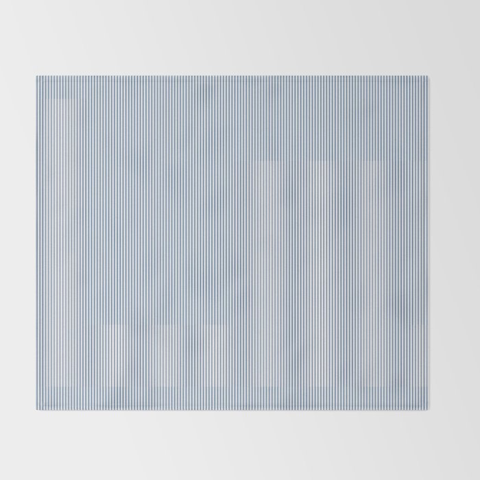 Classic Blue Mini Vertical Mattress Ticking Stripe Pattern Throw Blanket Gallery Image 2