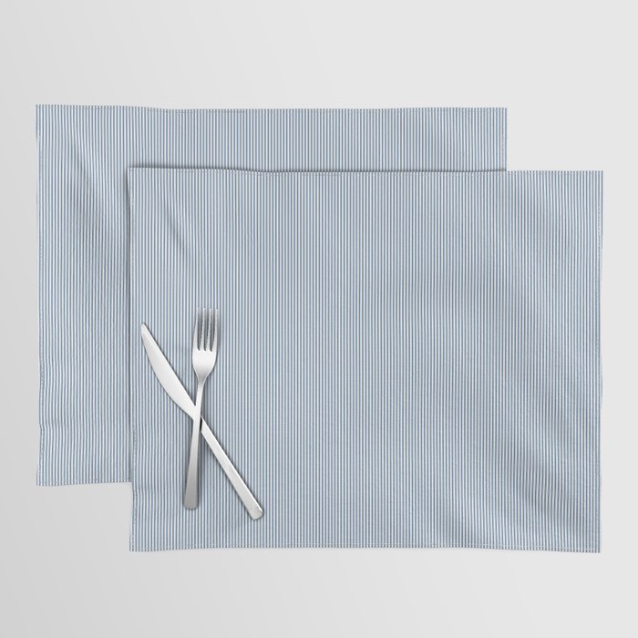 Classic Blue Mini Vertical Mattress Ticking Stripe Pattern Placemat Gallery Image 1