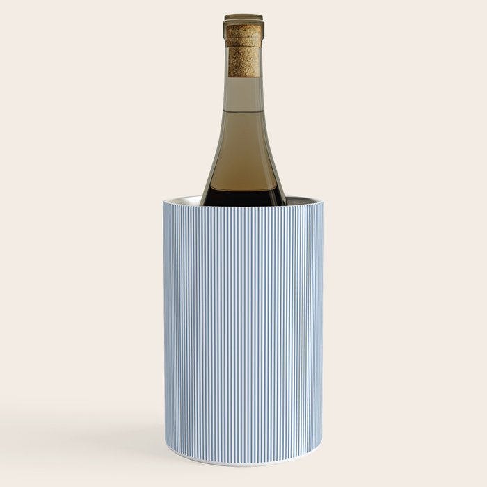 Classic Blue Mini Vertical Mattress Ticking Stripe Pattern Wine Chiller Gallery Image 3