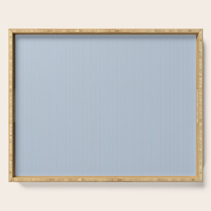 Classic Blue Mini Vertical Mattress Ticking Stripe Pattern Serving Tray Gallery Image 1