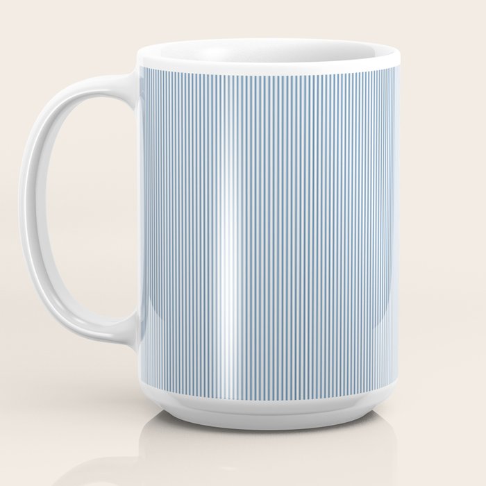 Classic Blue Mini Vertical Mattress Ticking Stripe Pattern Coffee Mug Gallery Image 3
