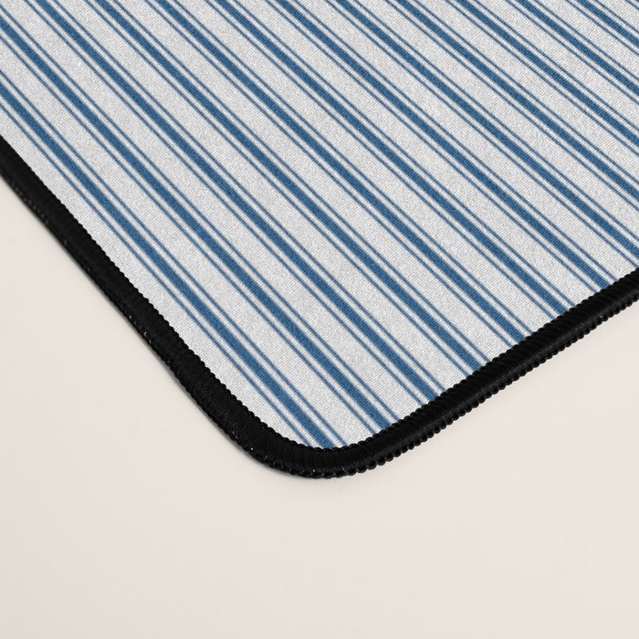 Classic Blue Mini Vertical Mattress Ticking Stripe Pattern Desk Mat Gallery Image 4
