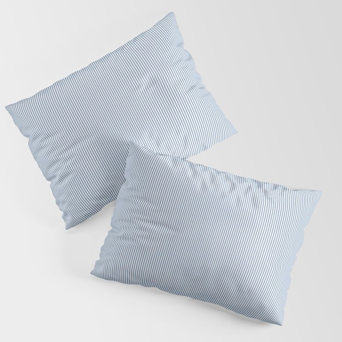 Classic Blue Mini Vertical Mattress Ticking Stripe Pattern Pillow Sham Gallery Image 3