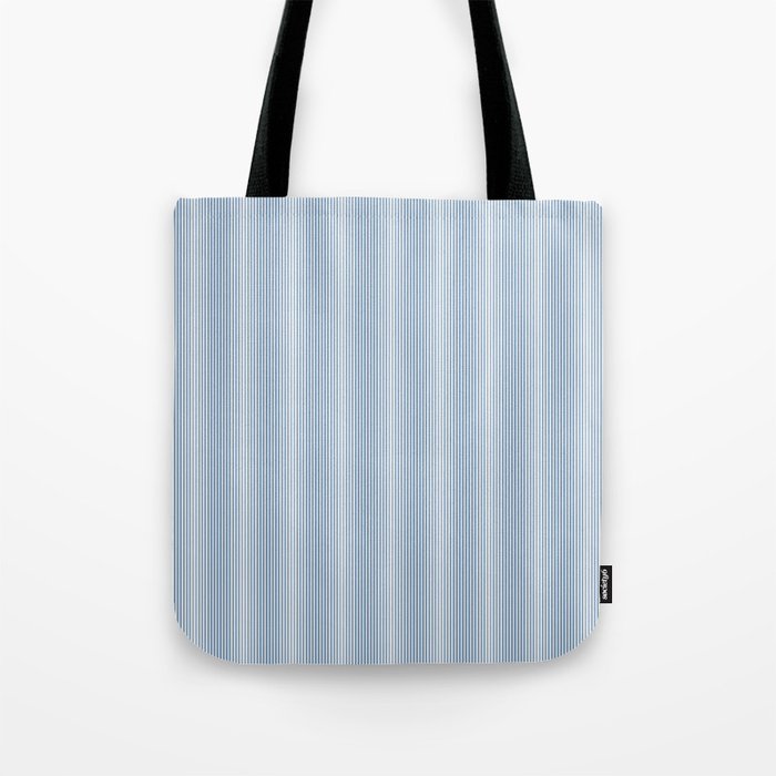 Classic Blue Mini Vertical Mattress Ticking Stripe Pattern Tote Bag Gallery Image 1