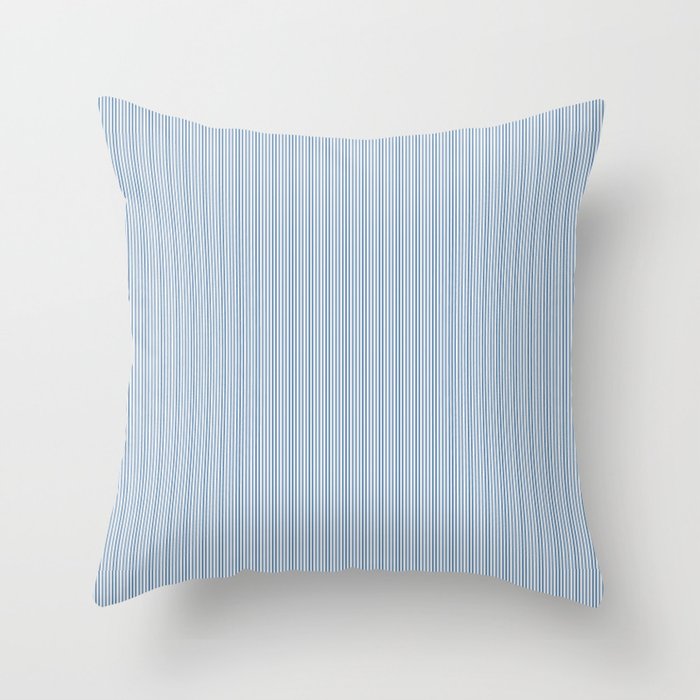 Classic Blue Mini Vertical Mattress Ticking Stripe Pattern Throw Pillow Gallery Image 6