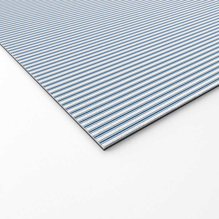 Classic Blue Mini Vertical Mattress Ticking Stripe Pattern Welcome Mat Gallery Image 2