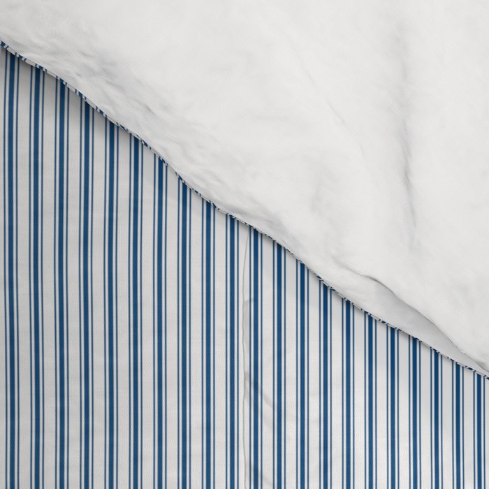 Classic Blue Mini Vertical Mattress Ticking Stripe Pattern Comforter Gallery Image 4