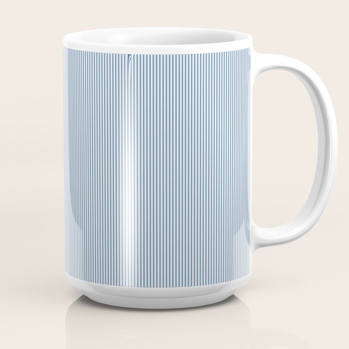 Classic Blue Mini Vertical Mattress Ticking Stripe Pattern Coffee Mug Gallery Image 2