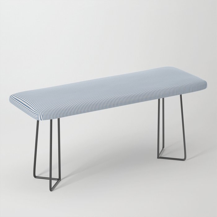 Classic Blue Mini Vertical Mattress Ticking Stripe Pattern Bench Gallery Image 1