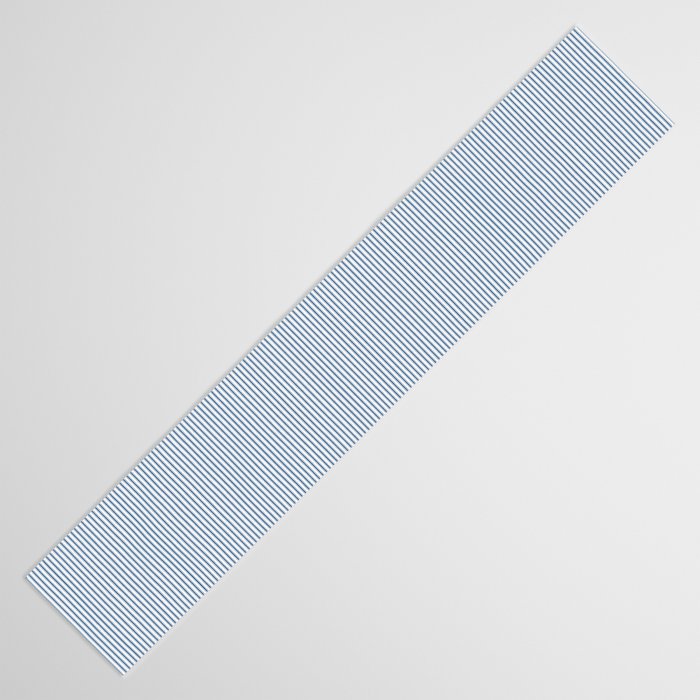 Classic Blue Mini Vertical Mattress Ticking Stripe Pattern Table Runner Gallery Image 3