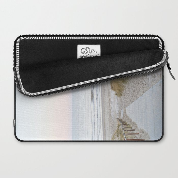 Beach Walk At Sunrise Photo | Dutch Coast Travel Photography Art Print | Egmond Aan Zee Holland In Pastel Colors Laptop Sleeve Gallery Image 2
