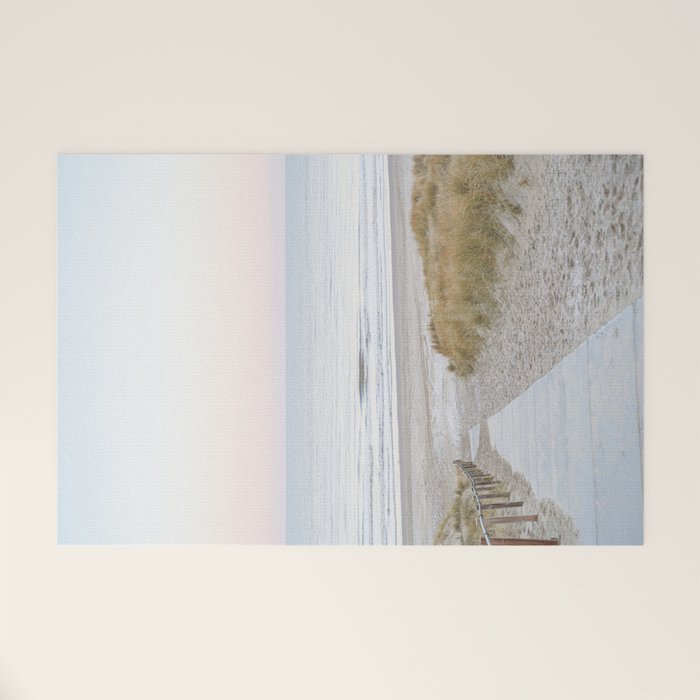 Beach Walk At Sunrise Photo | Dutch Coast Travel Photography Art Print | Egmond Aan Zee Holland In Pastel Colors Welcome Mat Gallery Image 1