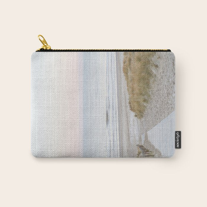 Beach Walk At Sunrise Photo | Dutch Coast Travel Photography Art Print | Egmond Aan Zee Holland In Pastel Colors Carry All Pouch Gallery Image 1