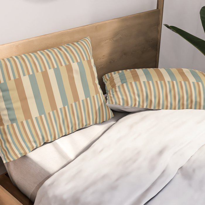 Mixed Stripes Pattern XXIII Natural Boho Pillow Sham Gallery Image 2