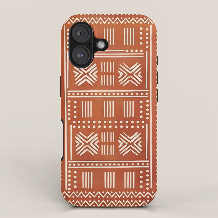 Geometric Tribal Pattern on Terracotta iPhone Case Gallery Image 1