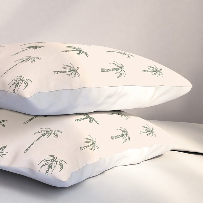 Summer palm tree doodle art pattern Pillow Sham Gallery Image 3