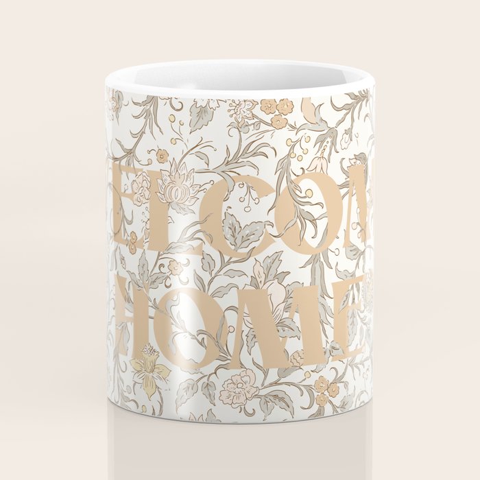 Hand Drawn Jacobean Floral - Apricot Sage Coffee Mug Gallery Image 4