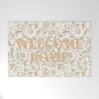 Hand Drawn Jacobean Floral - Apricot Sage Welcome Mat Gallery Image 1