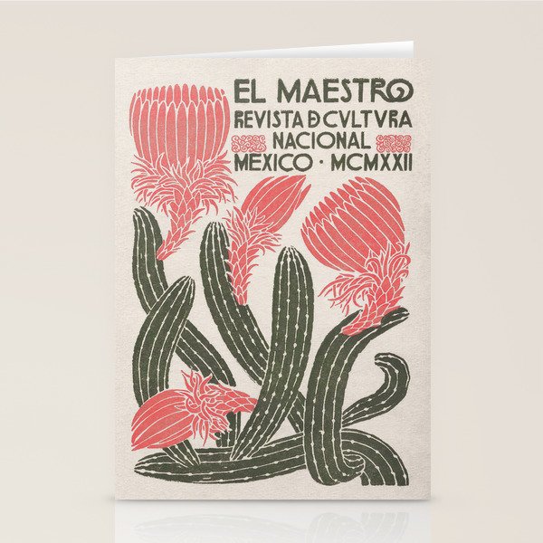 Cactus, El Maestro, Vintage Mexico Travel Poster Stationery Card Gallery Image 2