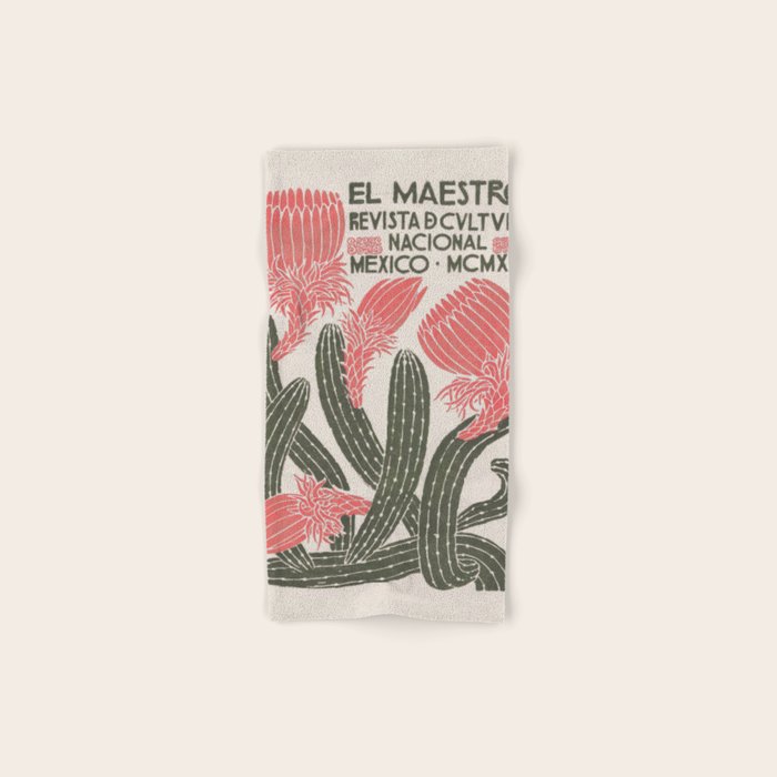 Cactus, El Maestro, Vintage Mexico Travel Poster Bath Towel Gallery Image 1
