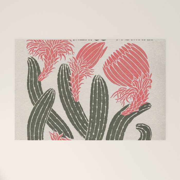 Cactus, El Maestro, Vintage Mexico Travel Poster Welcome Mat Gallery Image 1