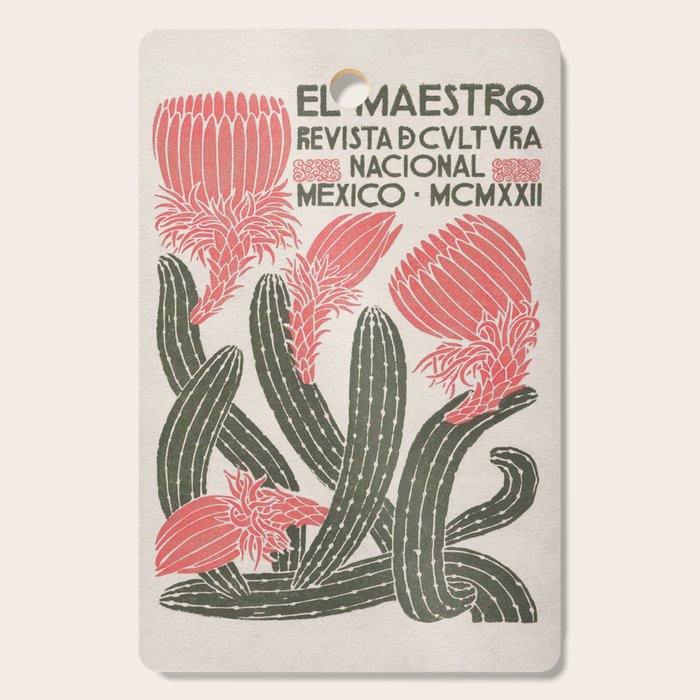 Cactus, El Maestro, Vintage Mexico Travel Poster Cutting Board Gallery Image 1