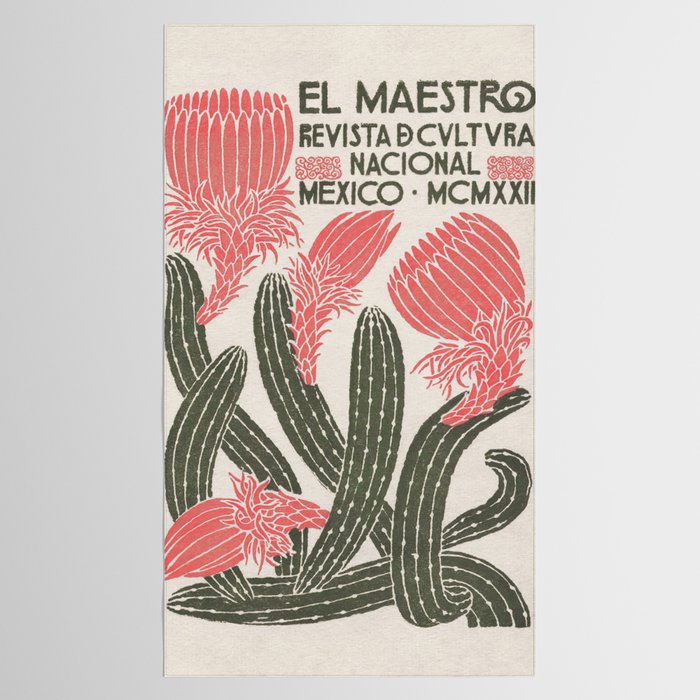 Cactus, El Maestro, Vintage Mexico Travel Poster Tablecloth Gallery Image 2