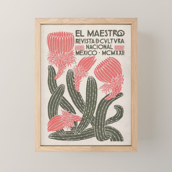 Cactus, El Maestro, Vintage Mexico Travel Poster Mini Art Print Gallery Image 1