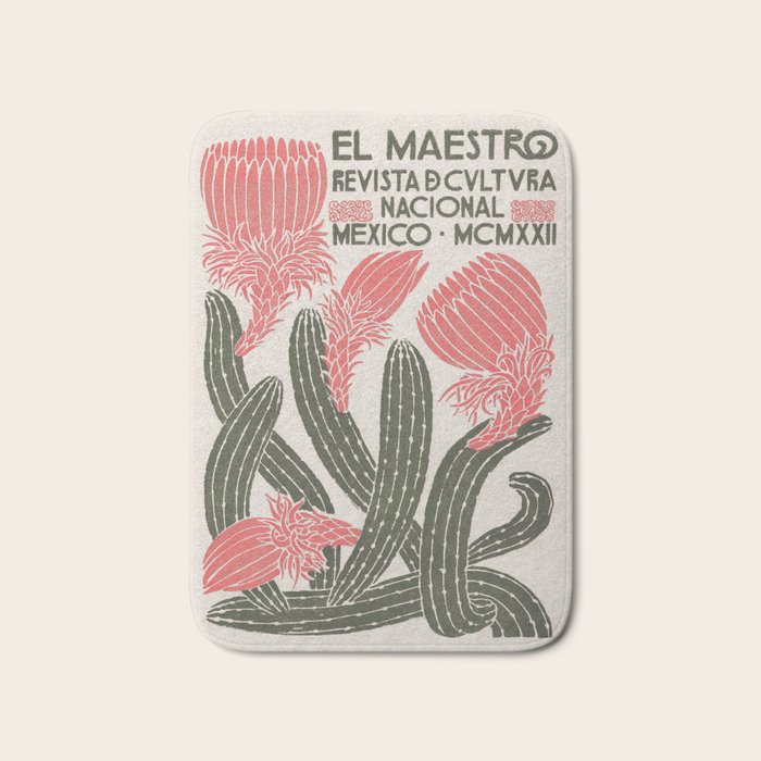 Cactus, El Maestro, Vintage Mexico Travel Poster Bath Mat Gallery Image 1