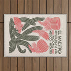 Cactus, El Maestro, Vintage Mexico Travel Poster Outdoor Rug Gallery Image 1