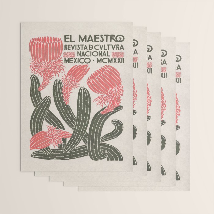 Cactus, El Maestro, Vintage Mexico Travel Poster Wrapping Paper Gallery Image 3