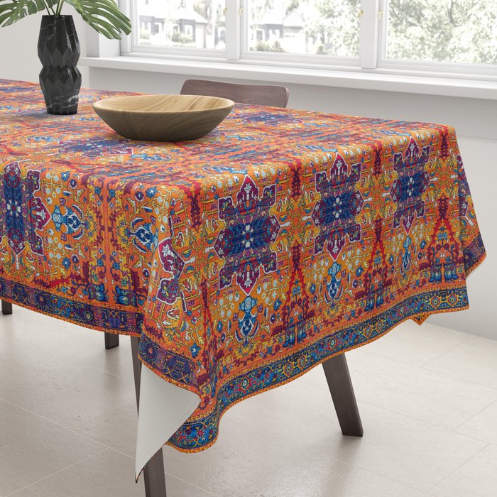 Saffron Elegance: Timeless Berber Atlas Moroccan Aesthetics Tablecloth Gallery Image 3