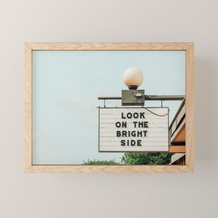 Look on the bright side marquee sign, Austin Motel, Austin, Texas Mini Art Print Gallery Image 1