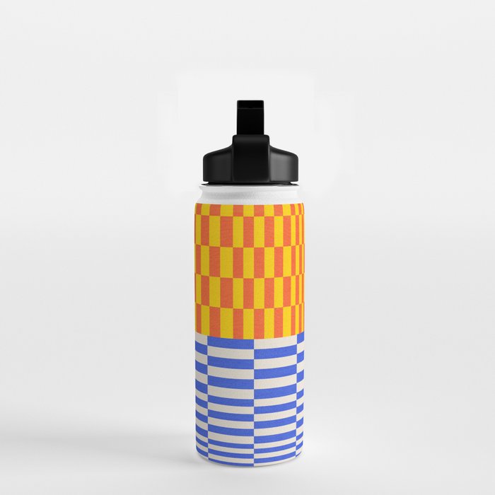 Retro Checkerboard Collage 03 Water Bottle Gallery Image 2