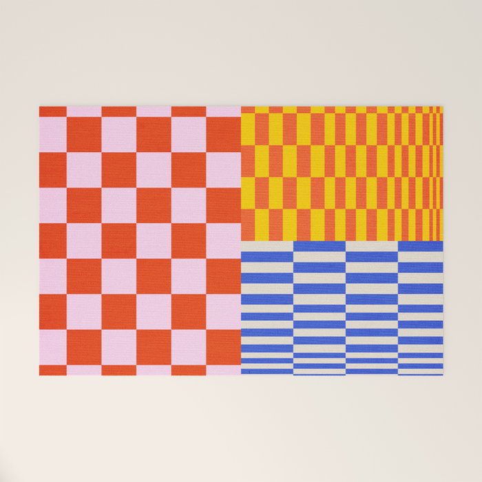 Retro Checkerboard Collage 03 Welcome Mat Gallery Image 1