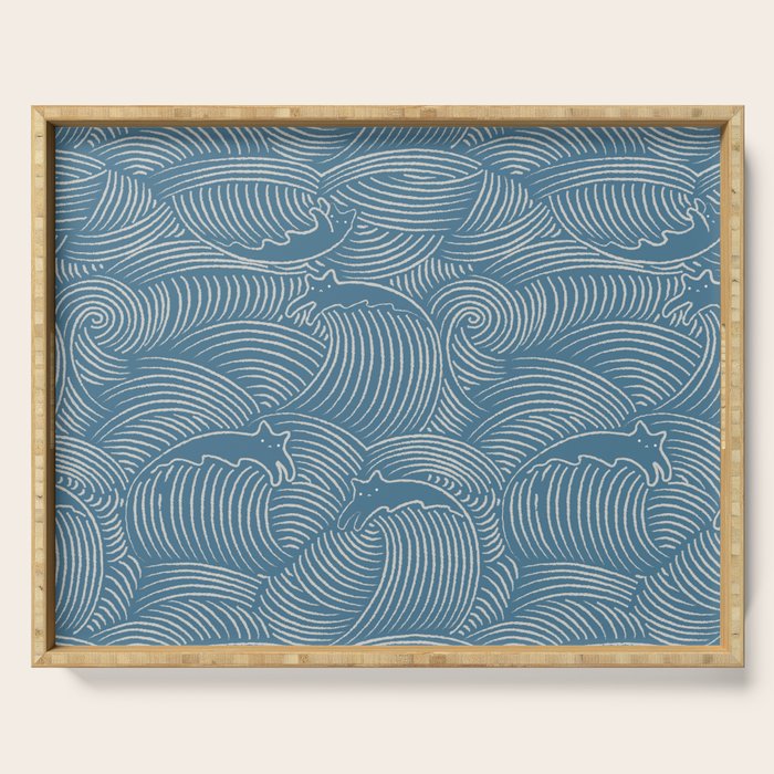 Cat Waves Pattern 2 Serving Tray Gallery Image 1