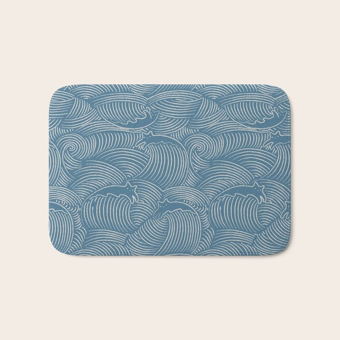 Cat Waves Pattern 2 Bath Mat Gallery Image 1