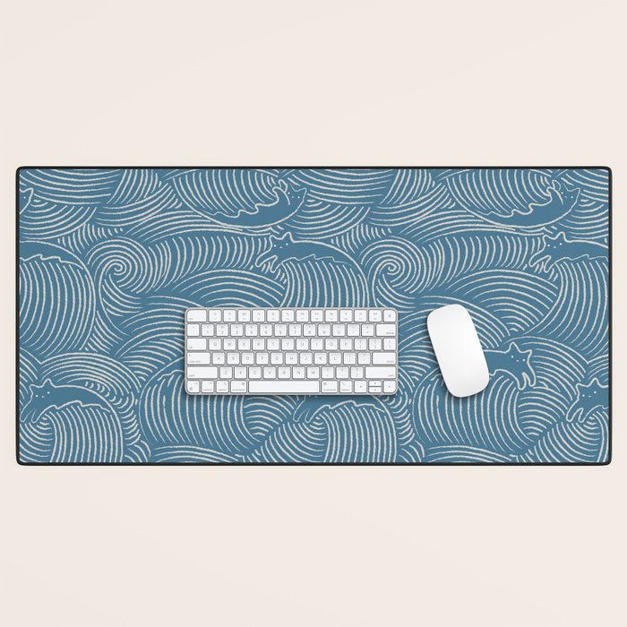 Cat Waves Pattern 2 Desk Mat Gallery Image 1
