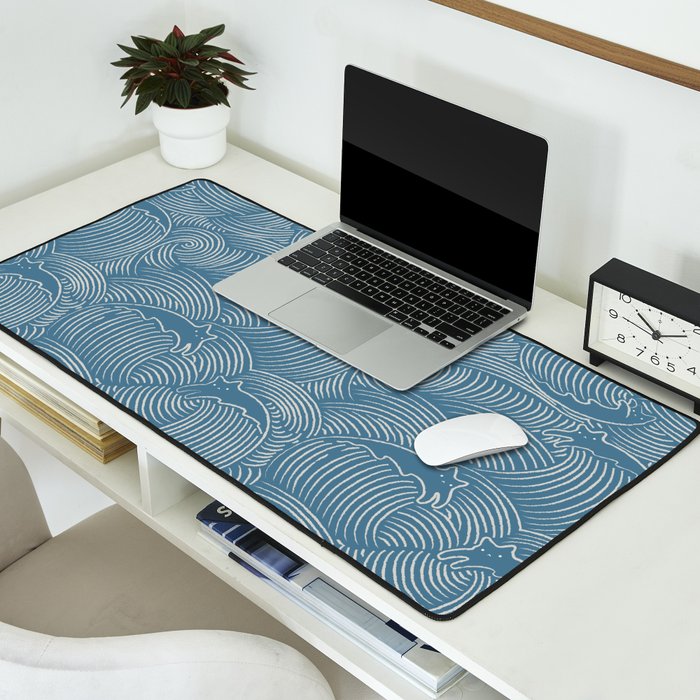 Cat Waves Pattern 2 Desk Mat Gallery Image 2