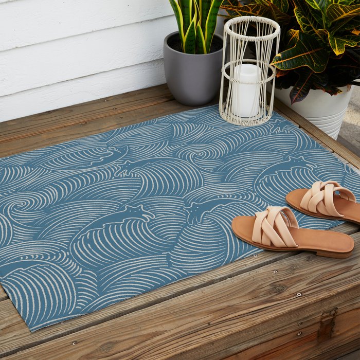 Cat Waves Pattern 2 Outdoor Rug Gallery Image 2