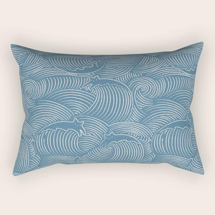 Cat Waves Pattern 2 Rectangular Pillow Gallery Image 1