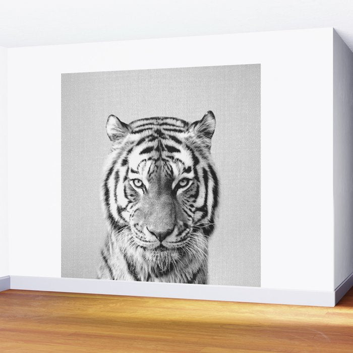 Tiger - Black & White Wall Mural Gallery Image 2