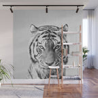 Tiger - Black & White Wall Mural Gallery Image 1