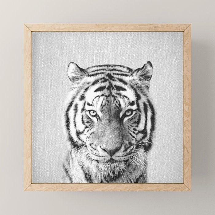 Tiger - Black & White Mini Art Print Gallery Image 1