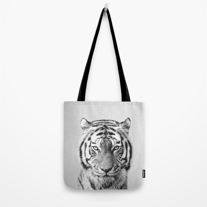 Tiger - Black & White Tote Bag Gallery Image 2