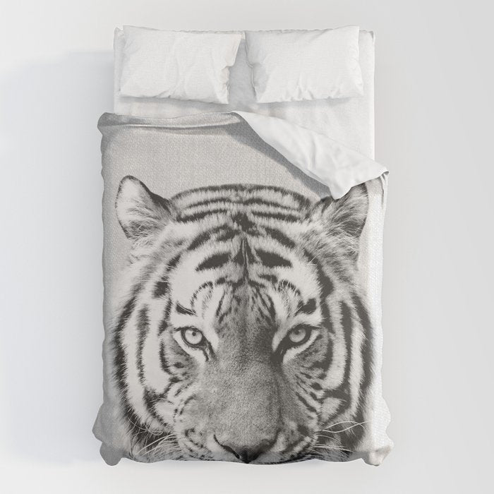 Tiger - Black & White Duvet Cover Gallery Image 1