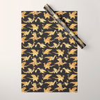 Origami metallic dragon friends // black background golden fantasy animals Wrapping Paper Gallery Image 1