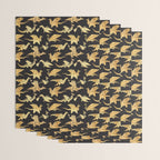 Origami metallic dragon friends // black background golden fantasy animals Wrapping Paper Gallery Image 3