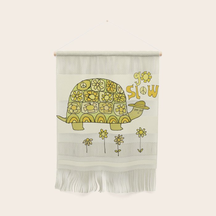 go slow retro turtle // art by surfy birdy Wall Hanging Gallery Image 1