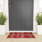 Vintage Distressed Red Floral Welcome Mat Gallery Image 3